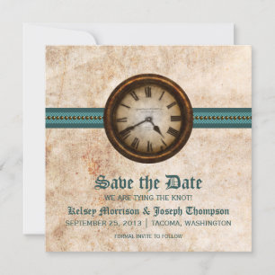 Invitation Horloge turquoise Enregistrer la date Annonce