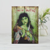 Invitation Horreur gothique de l'Halloween de la fille Zombie (Debout devant)