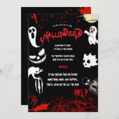 Invitation Horror Blood & Bats Halloween Party (Devant / Derrière)