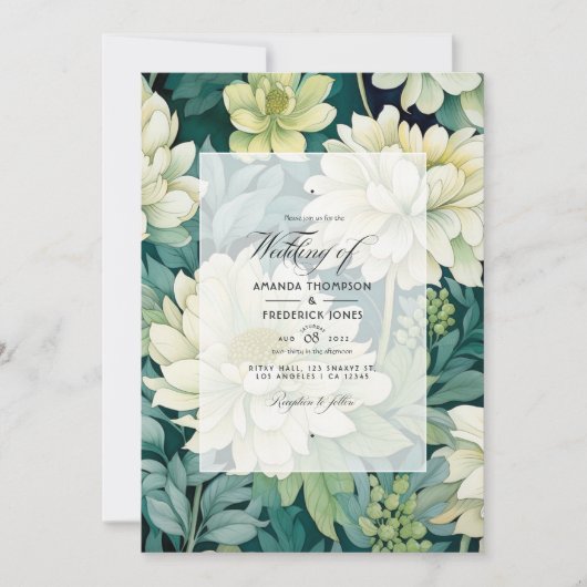 Invitation Hors blanc et Mariage de automne floral vert Hunte (Devant)