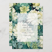 Invitation Hors blanc et Mariage de automne floral vert Hunte (Devant / Derrière)