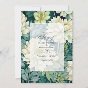 Invitation Hors blanc et Mariage de automne floral vert Hunte