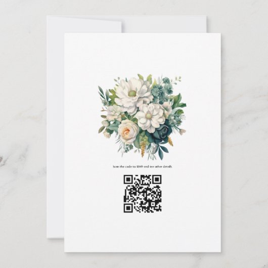 Invitation Hors blanc et Mariage de automne floral vert Hunte (Dos)