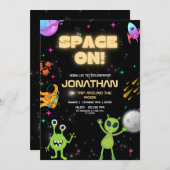 Invitation Hors de ce monde Alien Anniversaire Alien OVNI (Devant / Derrière)