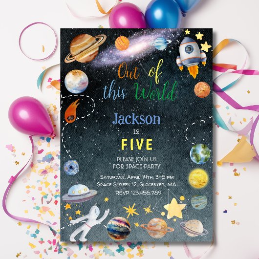 Invitation Hors de ce monde l'anniversaire de enfant d'aventu