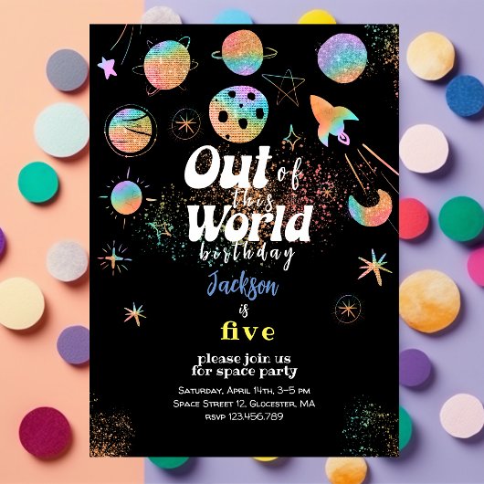 Invitation Hors de ce monde l'anniversaire de enfant d'aventu