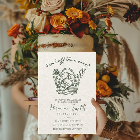 Invitation Hors du marché Fête des mariées verte à main