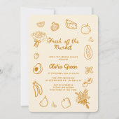 Invitation Hors Du Marché Orange Main Tirée Fête des mariées (Devant)