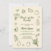 Invitation Hors Du Marché Vert Main Tirée Fête des mariées (Devant)
