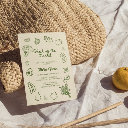 Invitation Hors Du Marché Vert Main Tirée Fête des mariées