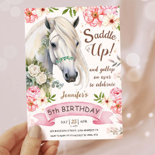 Invitation Horse Anniversaire Filles Rose 5e Anniversaire