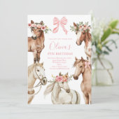 Invitation Horse anniversaire invitation, cheval fille invita (Debout devant)