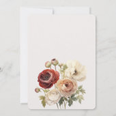 Invitation Horse Bourgogne Crème Florale Anniversaire (Dos)