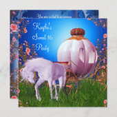Invitation Horse Carriage Princess Anniversaire (Devant / Derrière)