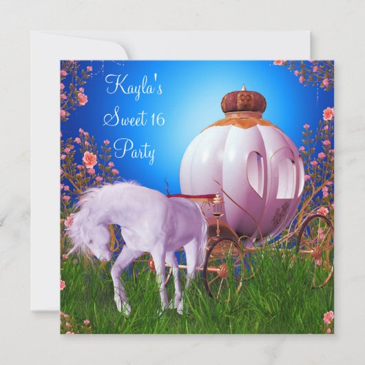 Invitation Horse Carriage Princess Anniversaire (Devant)