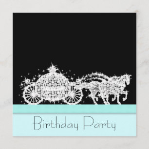 Invitation Horse Carriage Turquoise Blue Princess Anniversair