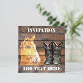 Invitation Horse Cowboy Boots Rustic Barque (Debout devant)