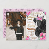 Invitation Horse fête d'anniversaire rustique Cowgirl Anniver (Devant / Derrière)