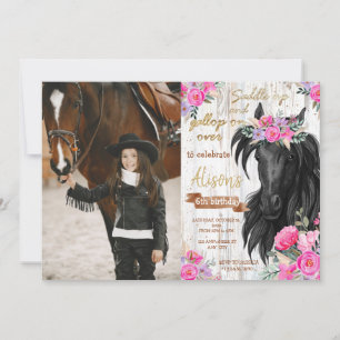 Invitation Horse fête d'anniversaire rustique Cowgirl Anniver