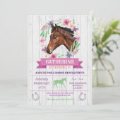 Invitation Horse Party Pink Pony Horseback Anniversaire (Debout devant)