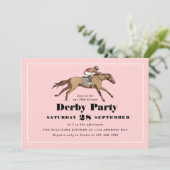 Invitation Horse Racing Anniversaire Derby Party Rose (Debout devant)