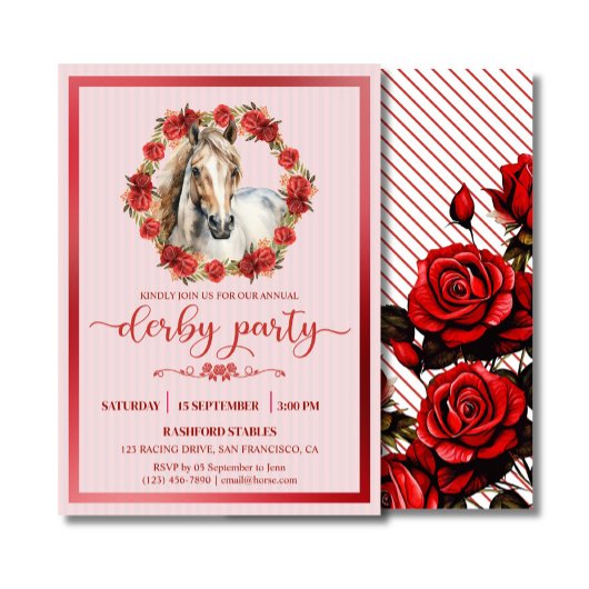 Invitation Horse Racing Derby Party Roses de couronne