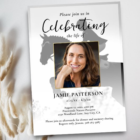 Invitation Horse Rider Celebration of Life Photo Funeral