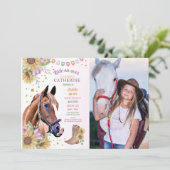 Invitation Horse Riding Party Pony Sunflower Girl'anniversair (Debout devant)