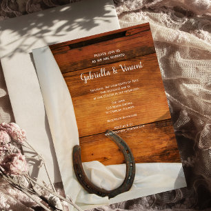 Invitation Horseshoe and Satin Country Western Wedding