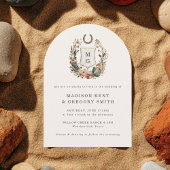 Invitation Horseshoe Cactus Western Country Crest Wedding