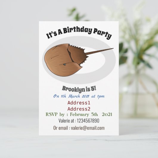 Invitation Horseshoe crab (Debout devant)