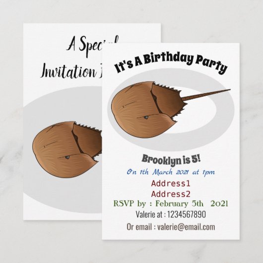 Invitation Horseshoe crab (Devant / Derrière)