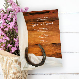 Invitation Horseshoe et White Satin Western Engagement Party