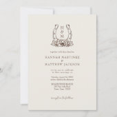 Invitation Horseshoe & Floral Western Country Boho Mariage (Devant)