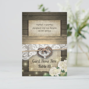 Invitation Horseshoe Hydrangea Wood Lace Mariage Numéro de ta