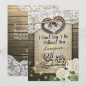 Invitation Horseshoe Hydrangea Wood Serez-Vous Ma Femme D'Acc (Devant / Derrière)