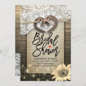Invitation Horseshoe Lace Burlap Sunflower Fête des mariées e (Devant / Derrière)