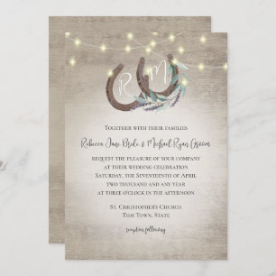 Invitation Horseshoe Lavande et aquarelle Sage