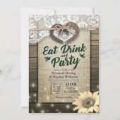 Invitation Horseshoe Tournesol Bois Manger Boisson et Mariage (Devant)