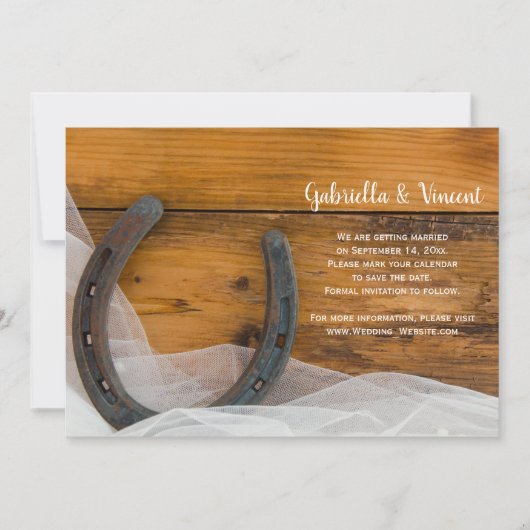 Invitation Horseshoe Veil Pays Grange Mariage Enregistrer la (Devant)