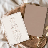 Invitation Horseshoe Western Country Brown Monogram Wedding