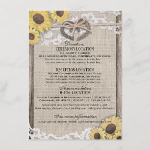 Invitation Horseshoes Burlap Lace Sunflower Détails du Mariag