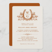 Invitation Horseshos Cactus Western Boho Fête des mariées (Devant / Derrière)