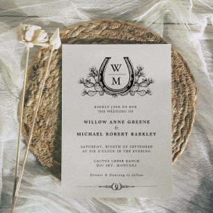 Invitation Horseshos Cactus Western Country Boho Mariage