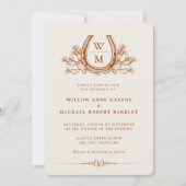 Invitation Horseshos Cactus Western Country Boho Mariage (Devant)