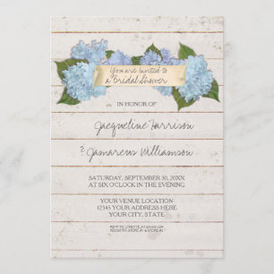 Invitation Hortensia de bleu de conseil en bois de Shiplap de
