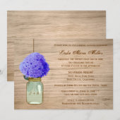 Invitation Hortensia rustique de bleu de bleuet de pot de (Devant / Derrière)