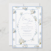 Invitation Hortensias bleus Élégant Shower de Bébé (Devant)