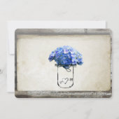 Invitation Hortensias bleus en bois de grange de pot de maçon (Dos)