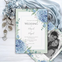 Hortensias Bleus Photo Florale Élégant Mariage
